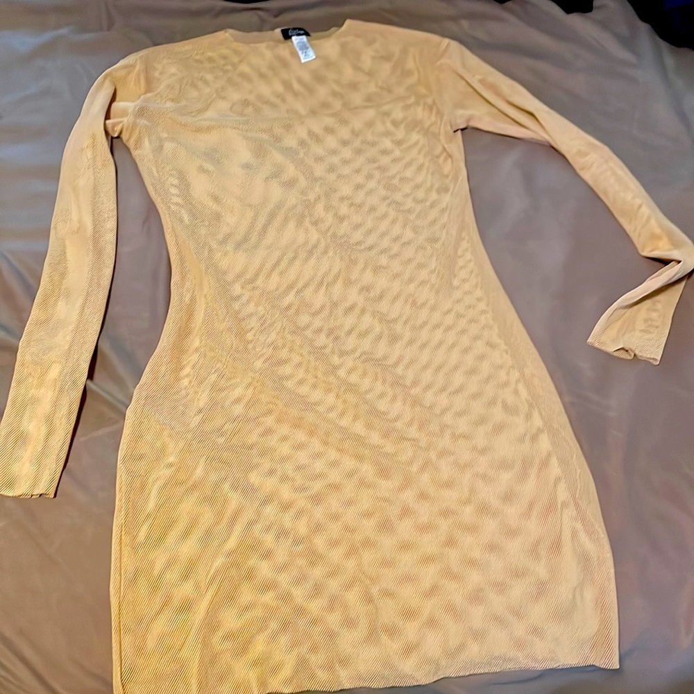 Tan Mesh coverup dress